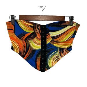 Belita Collection Colorful Corset Top Size Large Vibrant Pattern Hook Closure